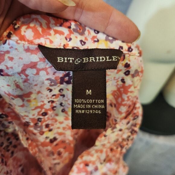 Bit & Bridle Floral Women's Blouse - Pink and Purple Size Medium - Picture 4 of 4